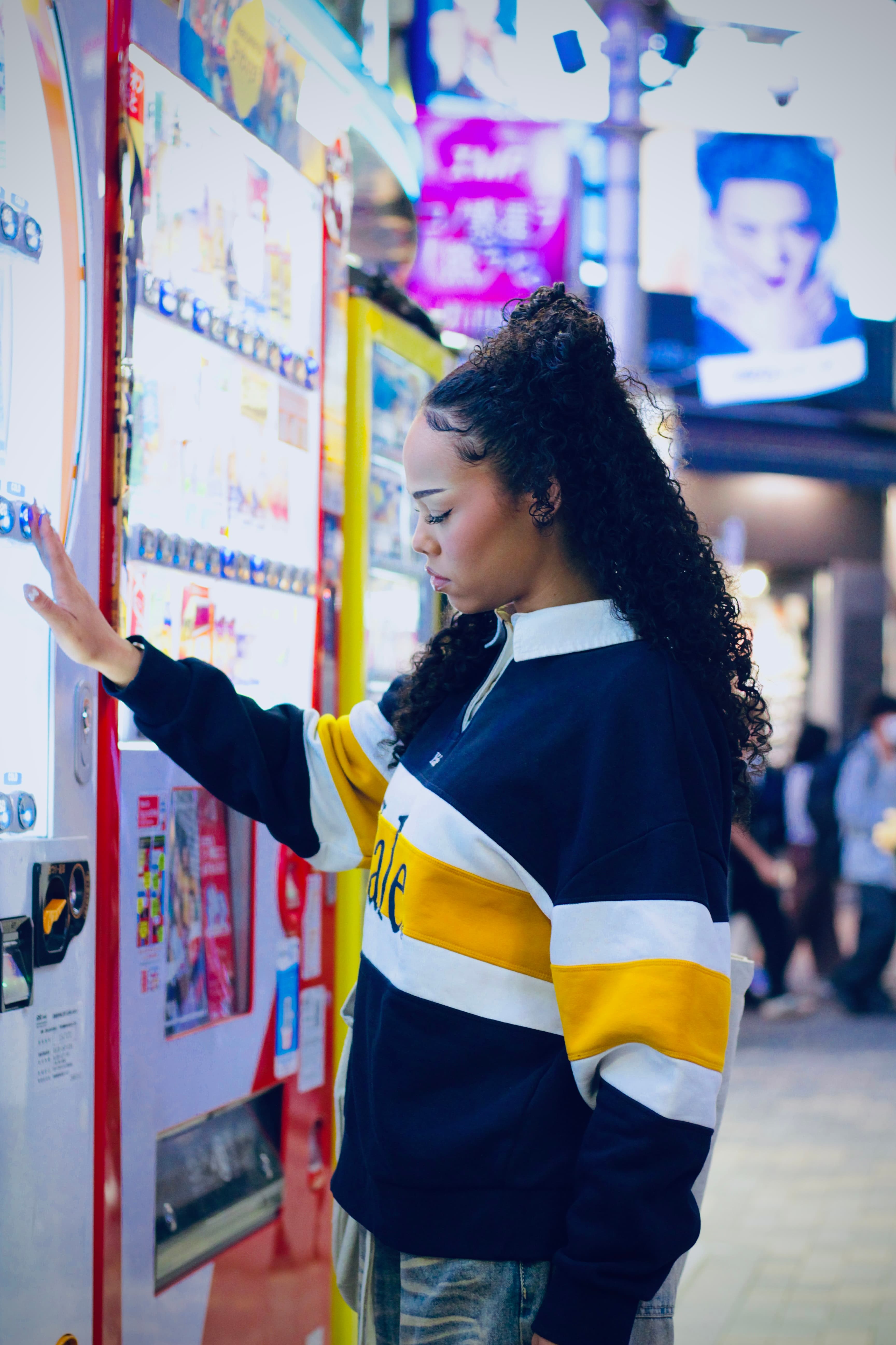 Akihabara neon vending-machine portrait